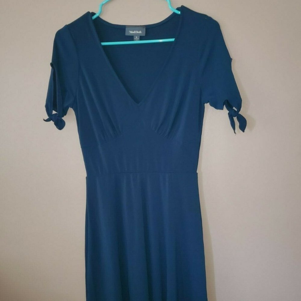 Modcloth Navy Blue Faux Wrap Dress